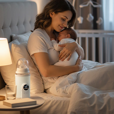 maman canape bebe endormi chauffe biberon